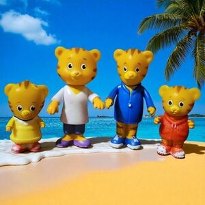 Vtg 4 Daniel Tiger's Neighborhood Family Figurine Cake Topper Toy Movable Parts